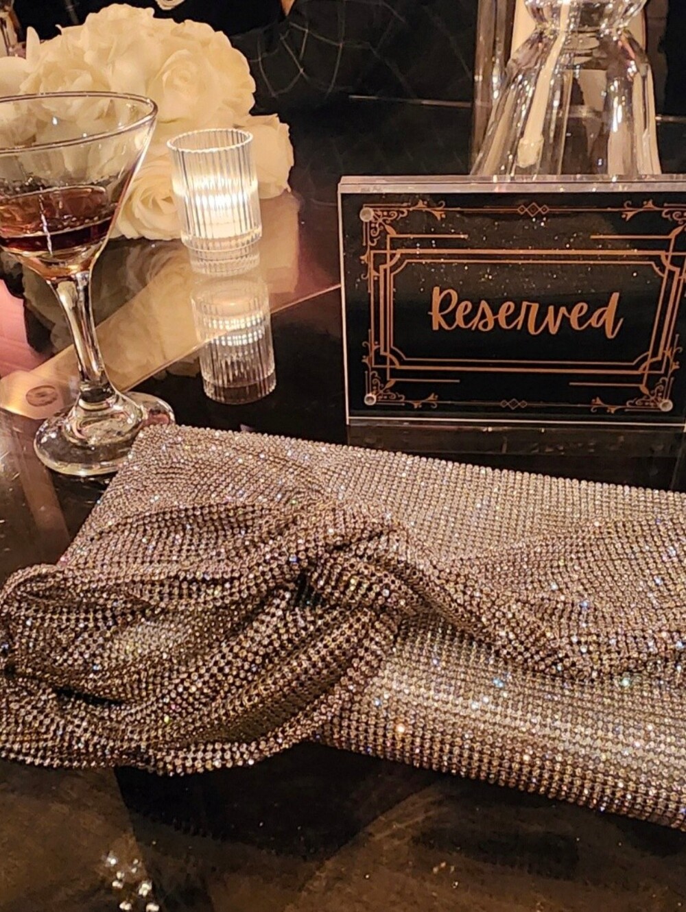 Authentic CULT GAIA Crystal-Embellished Silver Evening Clutch with Chain Fringe - Picture 3 of 5